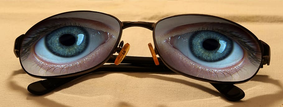 glasses, eye, frame, by looking, composing, photomontage, land HD wallpaper