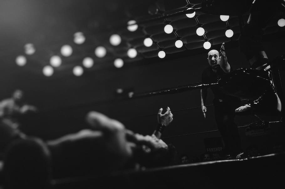 two men playing boxing, illuminated, group of people, lighting equipment HD wallpaper