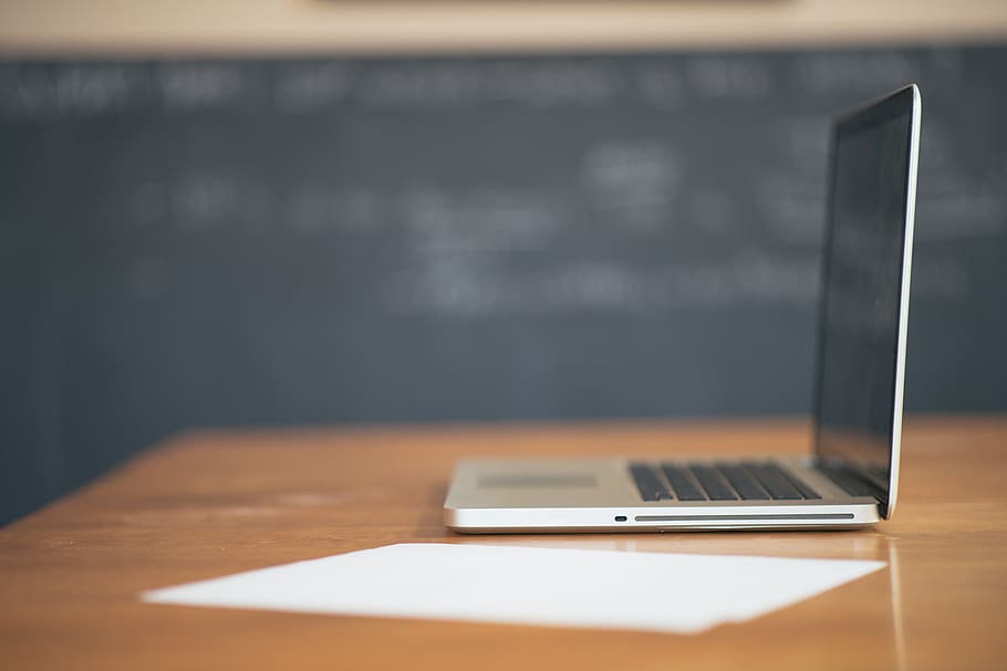 Black Laptop Computer, apple, desk, learning, remote work, school HD wallpaper