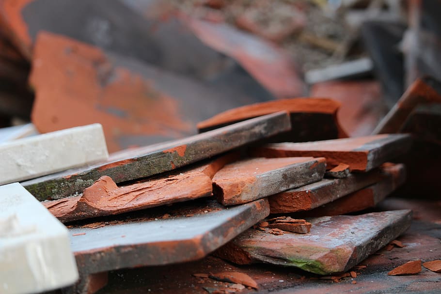 building rubble, brick, tile, orange, construction material HD wallpaper