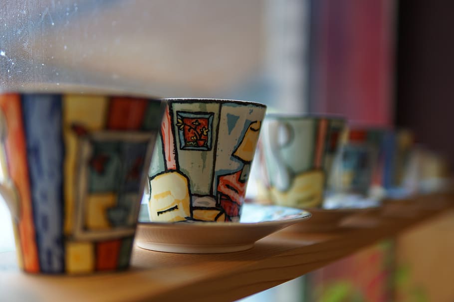 mug, coffee cup, cafe, shop, disc, latte, still life, art and craft HD wallpaper