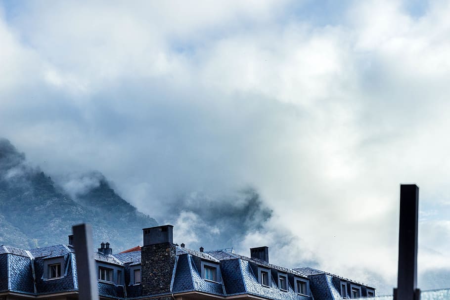 cloud, sky, cloudy, nature, construction, keep, landscape, mountain HD wallpaper