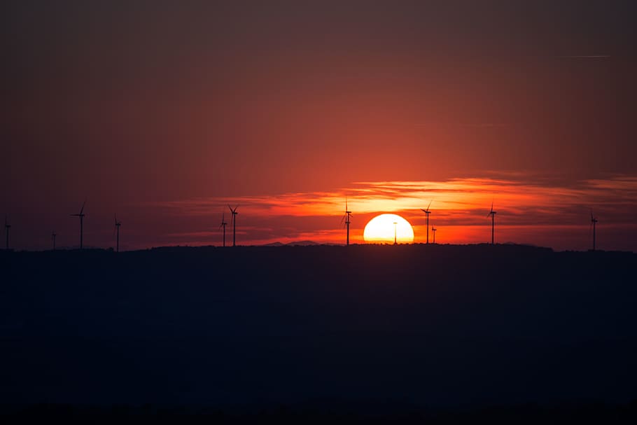 windmill, dark, mountain, air, travel, adventure, sunset, shadow HD wallpaper