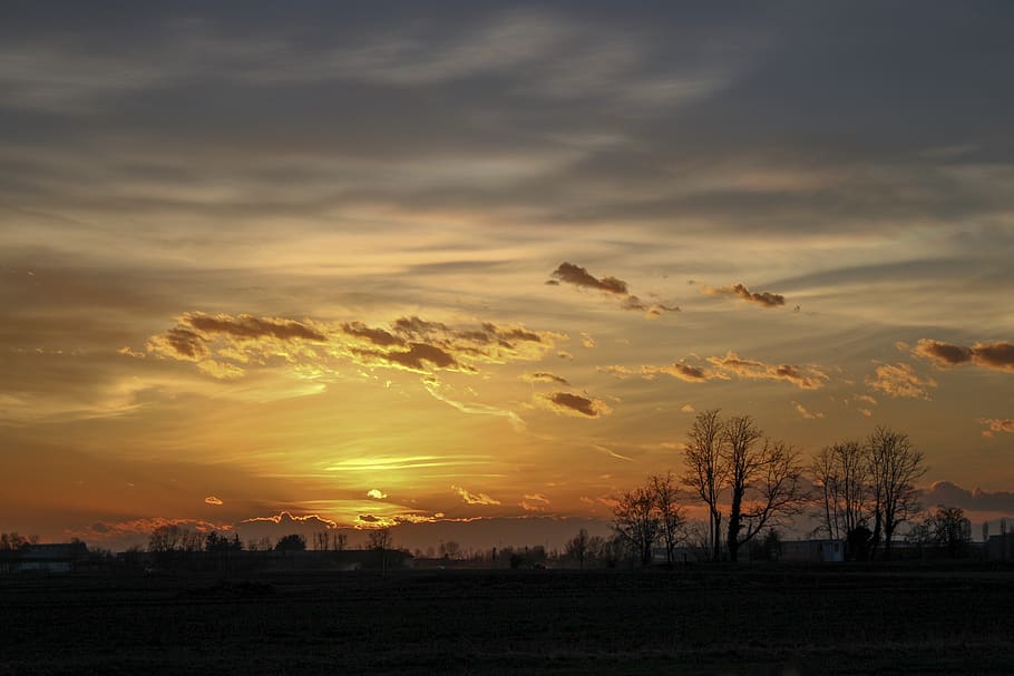 landscape, sun, natural, light, beautiful, sunset, yellow, sky HD wallpaper