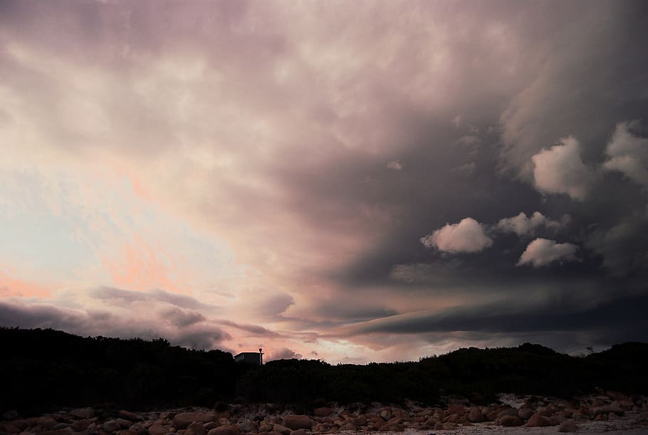 sky, clouds, storm, coast, rocks, wallpaper, nature, cloud - sky HD wallpaper