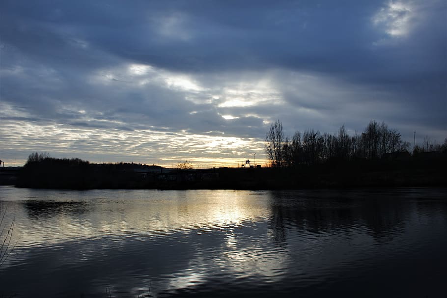 water, mirror, mirrored, reflection, depression, blue, cloud - sky HD wallpaper