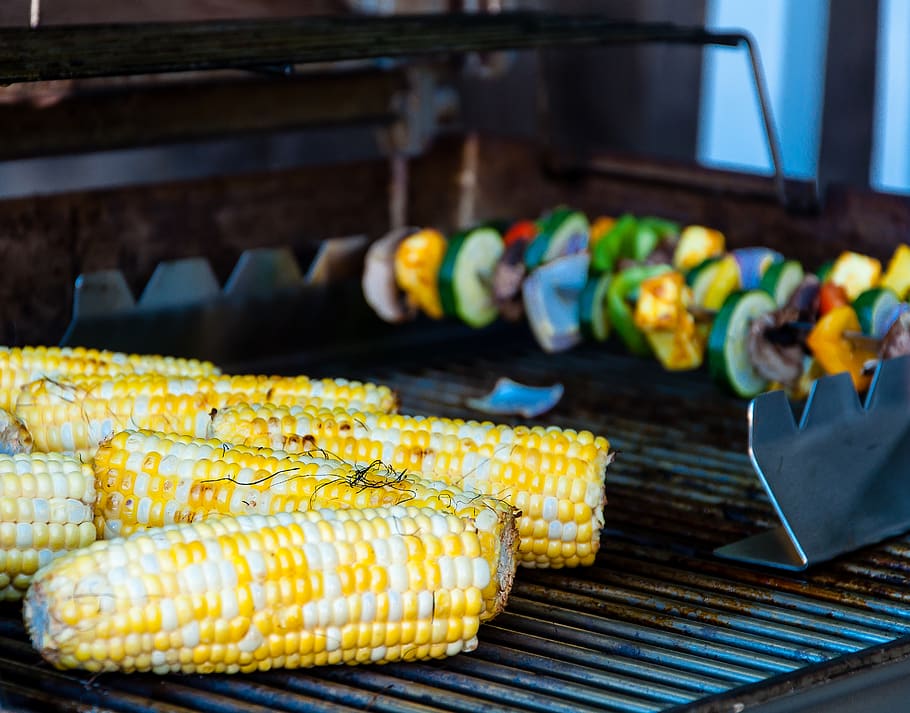 grilled corncobs, food and drink, vegetable, wellbeing, yellow HD wallpaper