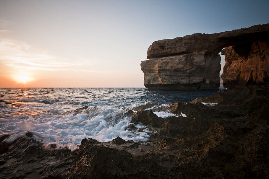 Body of Water, beach, landscape, nature, ocean, rock formations HD wallpaper
