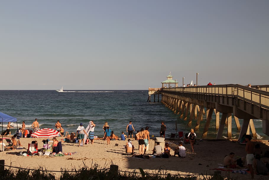 pier, beach, jetty, coast, summer, holiday, sea, sky, water HD wallpaper