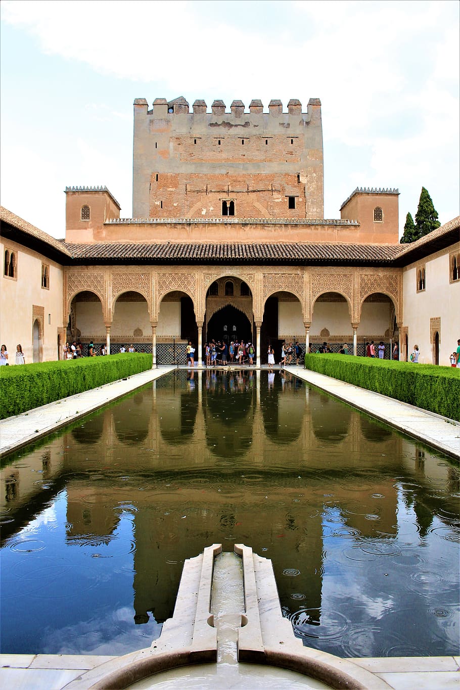 alhambra, palace, andalusia, granada, tourism, mirroring, arabic, HD wallpaper