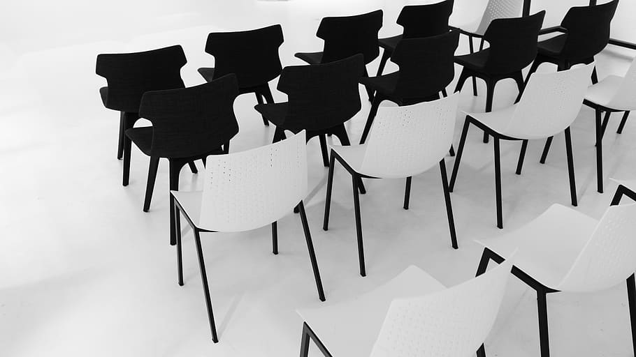 chair lot, no people, indoors, large group of objects, creativity HD wallpaper