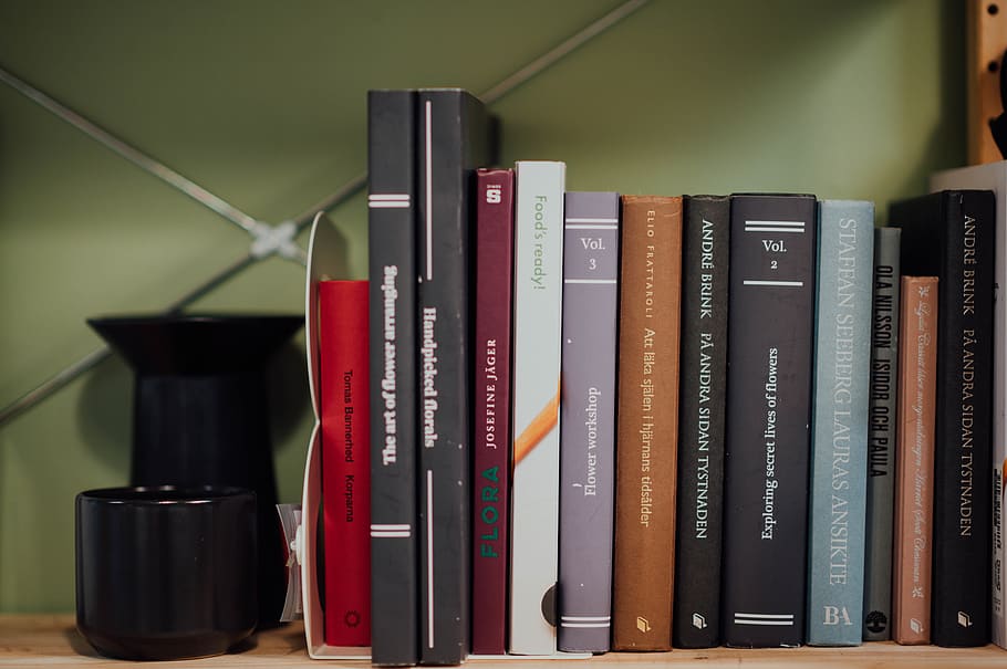 piled books, furniture, bookcase, shelf, room, indoors, library HD wallpaper