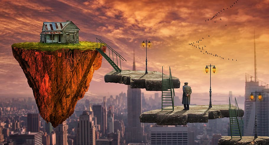 house, city, clouds, skyline, architecture, travel, old, composing HD wallpaper