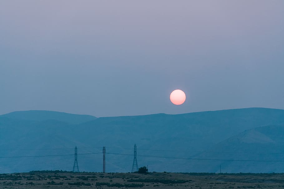 Gray Transmission Posts Near Mountain, color, dawn, environment HD wallpaper