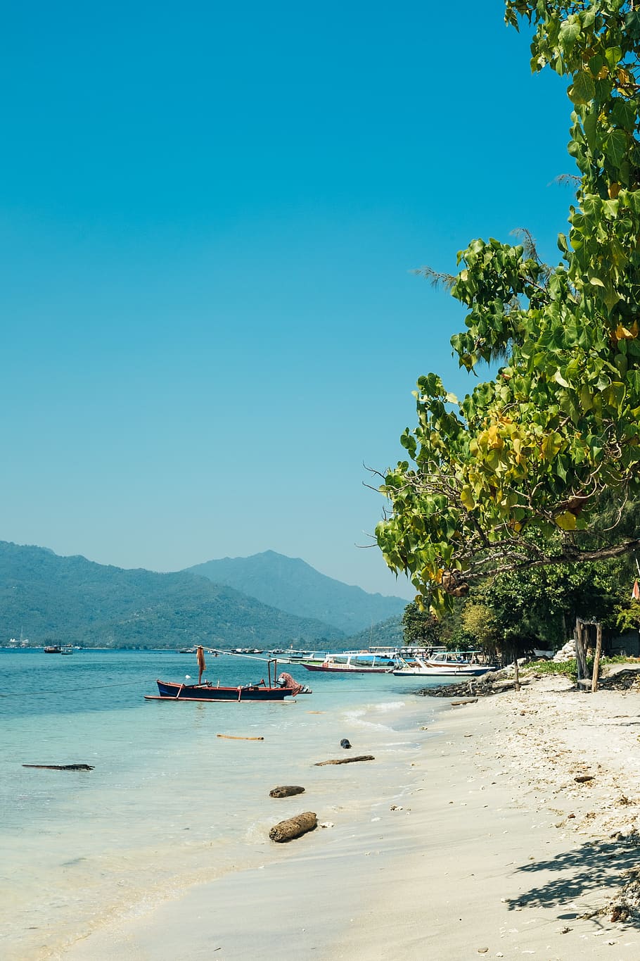 indonesia, gili air, sun, lombok, bali, island, blue, tropical, HD wallpaper
