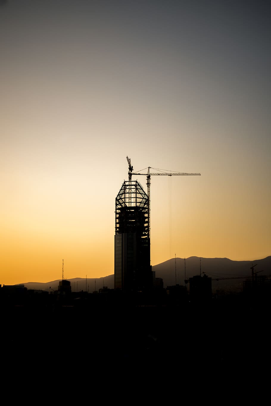 iran, tehran, tower, sunset, sunsets, building, sunlight, mountains HD wallpaper