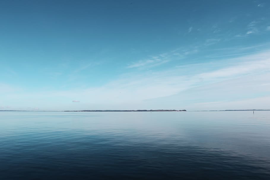 denmark, aarhus, sky, blue, sea, horizon, landscape, water HD wallpaper