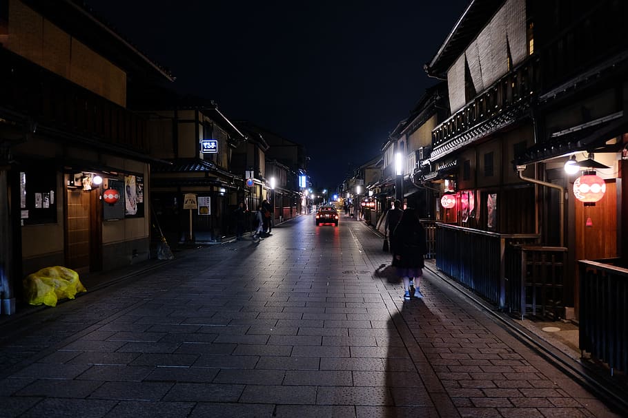 japan, kyoto, higashiyama ward, street, noir, people, city, HD wallpaper