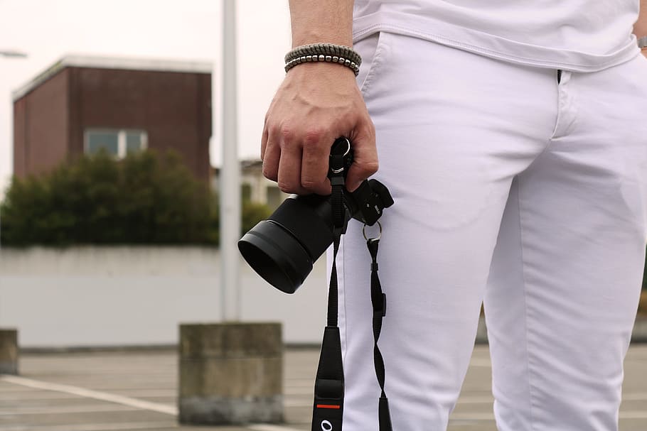 Man Holding Dslr Camera, black, bracelets, casual, close-up, clothing HD wallpaper