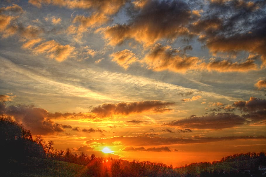 sunset, sky, clouds, landscape, nature, cloud - sky, scenics - nature HD wallpaper