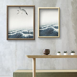 Two Brown Wooden Photo Frames, artwork, decor, painting, pot plants HD wallpaper