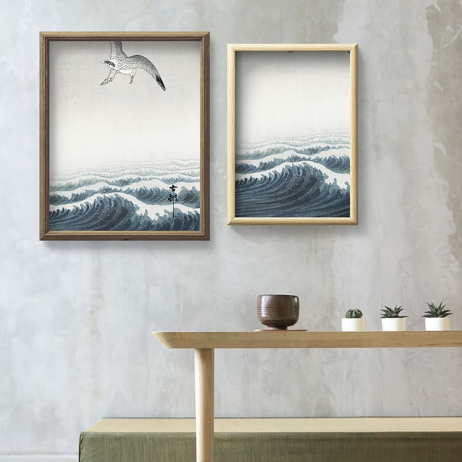 HD wallpaper: Two Brown Wooden Photo Frames, artwork, decor, painting, pot plants | Wallpaper Flare