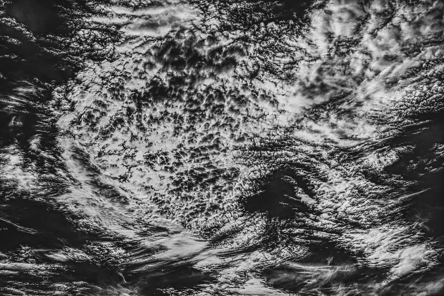 Storm Satellite View, atmosphere, black white, clouds, clouds form, HD wallpaper