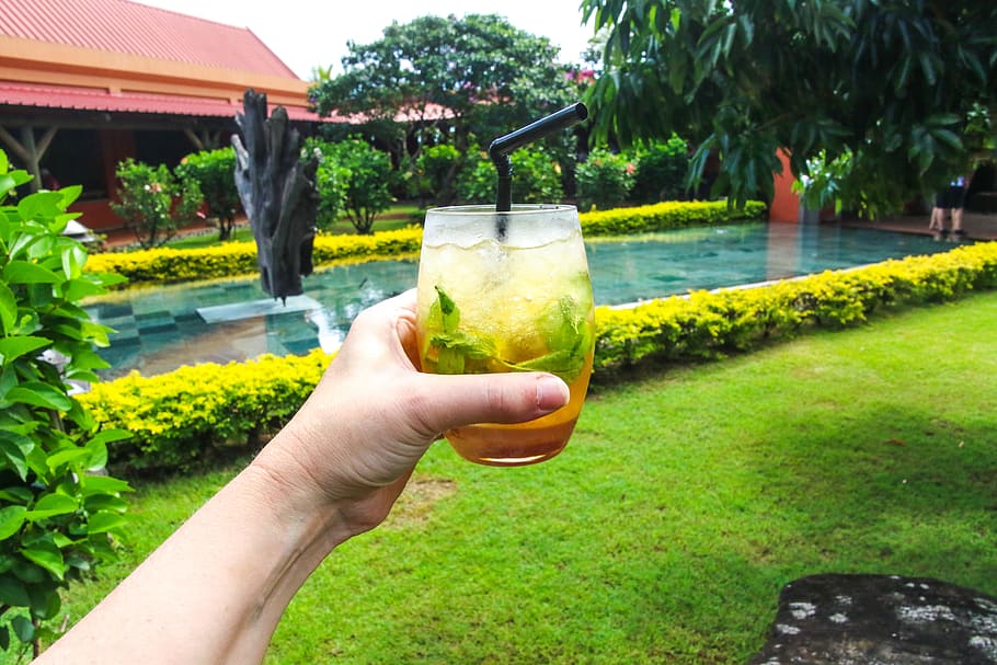 Cocktail Drink, backyard, beverage, lawn, leisure, liquor, human hand HD wallpaper