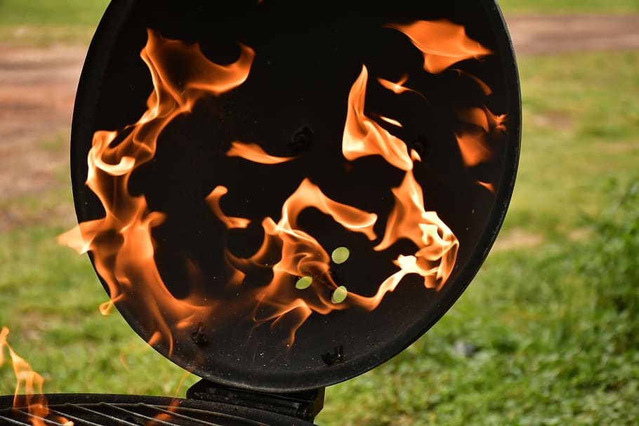 fire, flame, bonfire, food, meal, bbq, forge, dish, musical instrument HD wallpaper