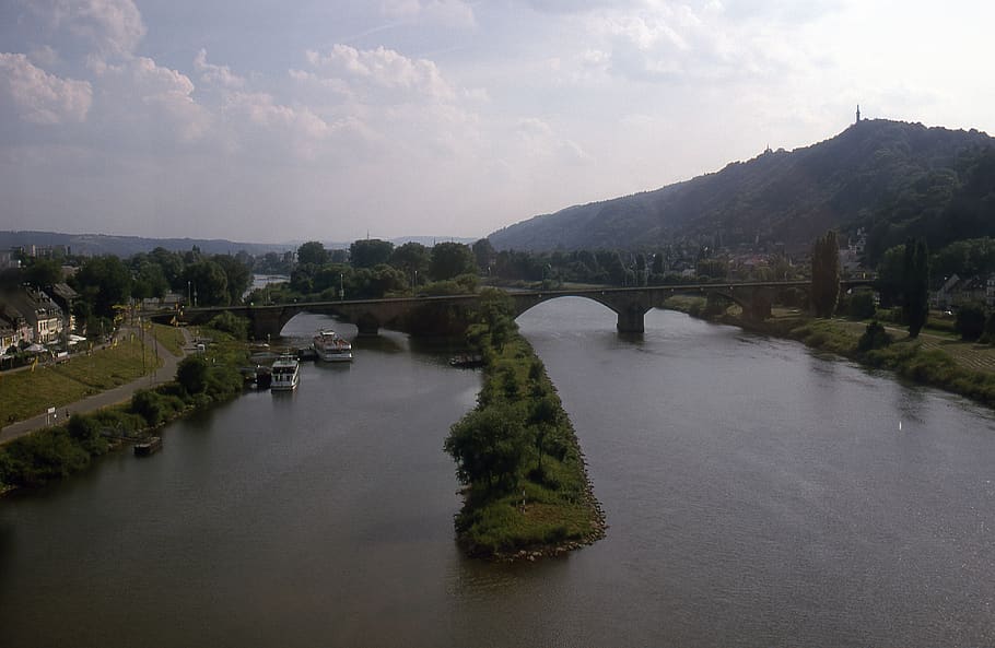 germany, trier, moselle, water, sky, nature, bridge, scenics - nature HD wallpaper