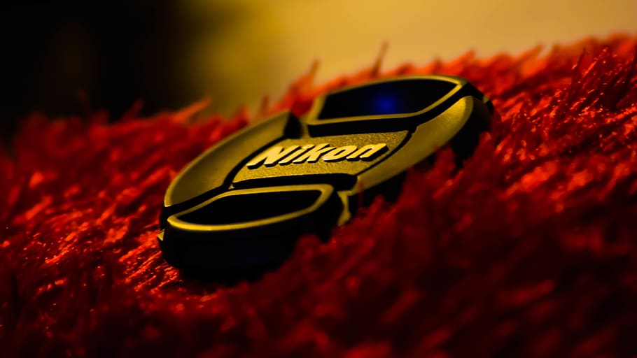 nikon, camera, lenscap, red, success, text, communication, no people HD wallpaper