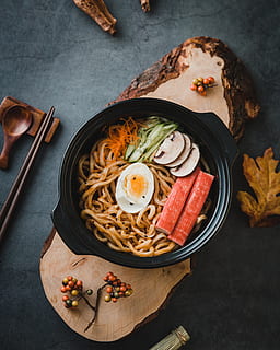 ramen seafood, egg, noodle, pasta, bowl, meal, dish, winnipeg HD wallpaper
