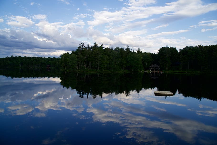 lake, trees, forest, cloud - sky, water, reflection, scenics - nature HD wallpaper