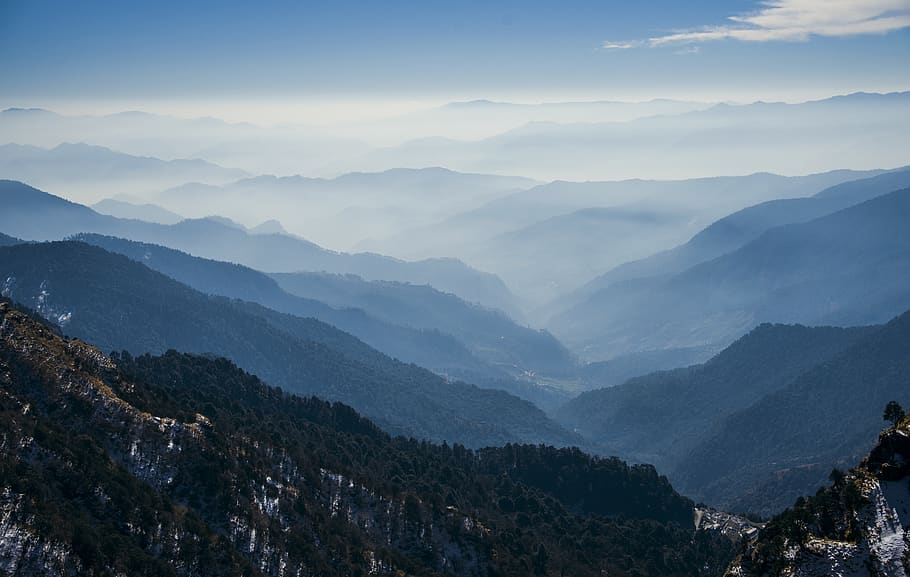 Aerial Photography of Mountain, bird's eye view, clouds, cold HD wallpaper