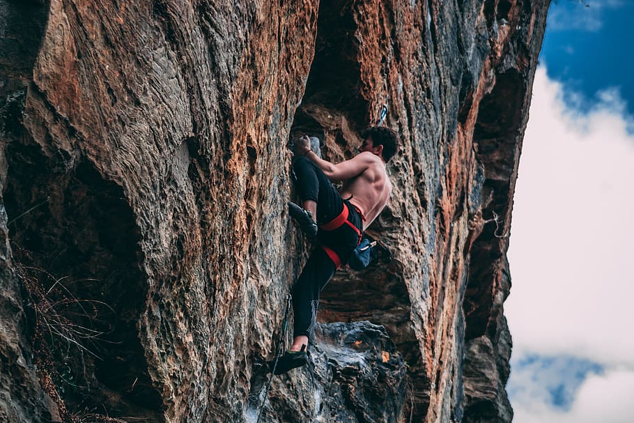 Climbing man.