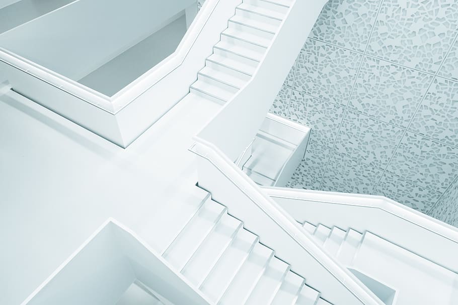 white stair stepper, staircase, architecture, built structure HD wallpaper