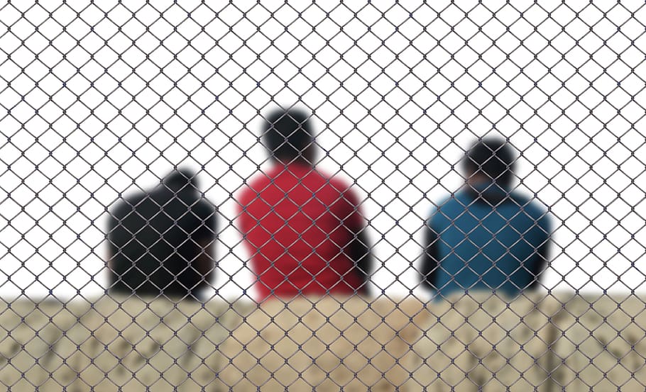 fence, men, refugee, integration, deportation, stay, stock