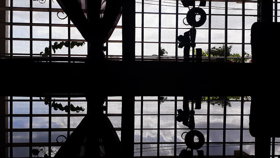 mirror, mirroring, window, silhouette, group of people, architecture HD wallpaper