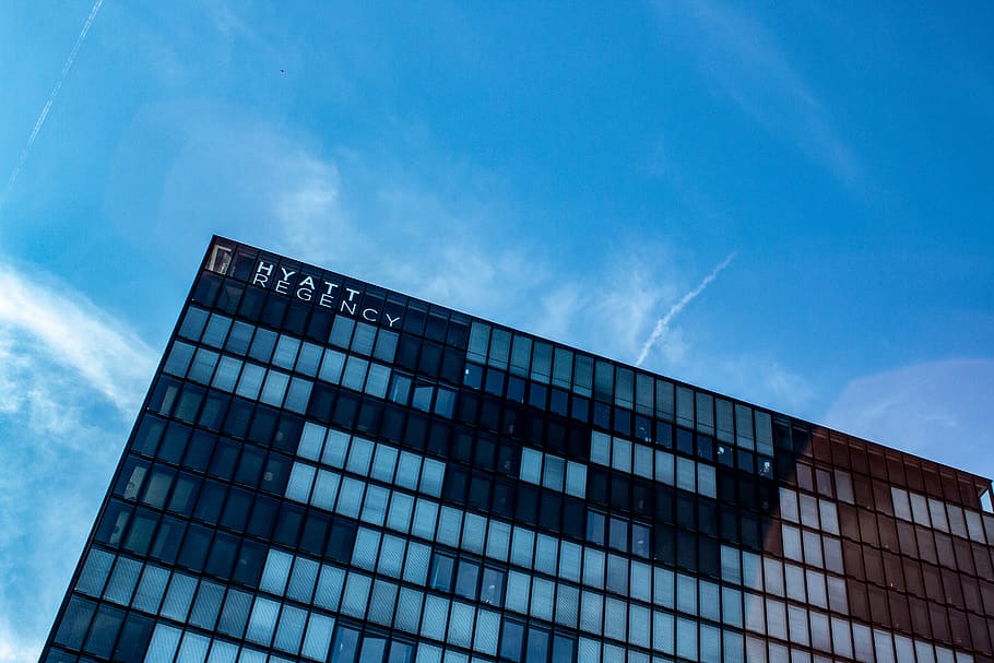 red, sky, hotel, building, design, blue, building exterior HD wallpaper