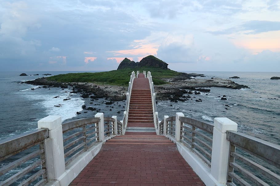 sanxiantai, bridge, taiwan, seaside, sunset, iceland, arch, HD wallpaper
