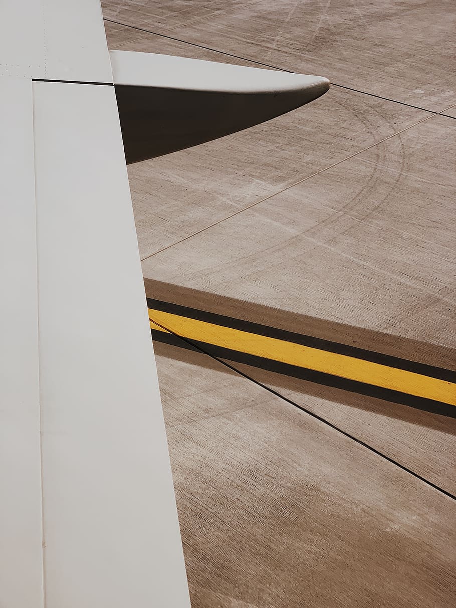 gray passenger plane wing, transportation, architecture, high angle view HD wallpaper