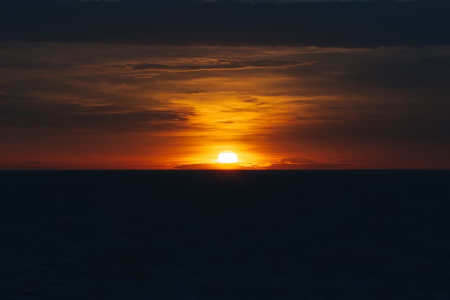 sunset, see, ocean, sky, scenics - nature, beauty in nature HD wallpaper