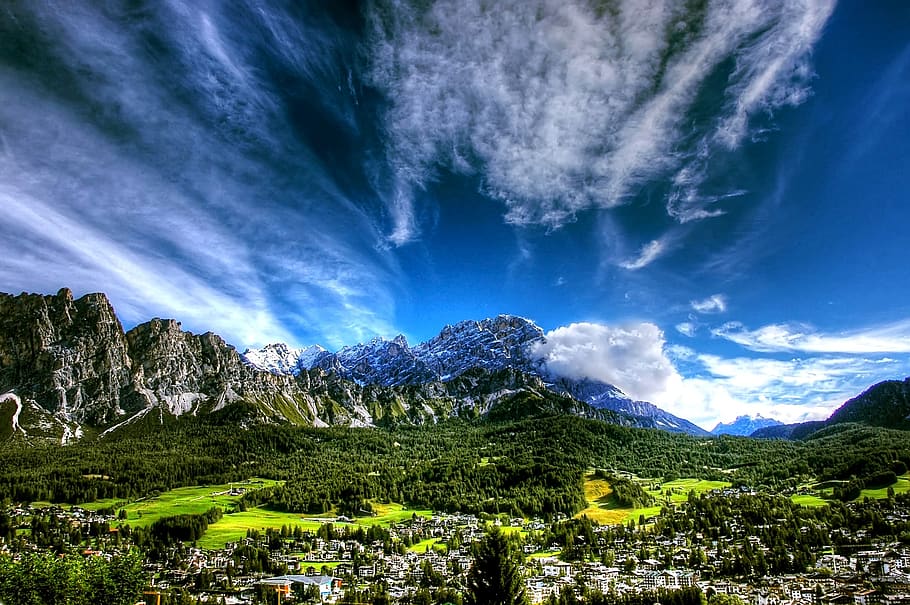 Green Trees Under Cloudy Sky, clouds, dramatic, environment, idyllic HD wallpaper