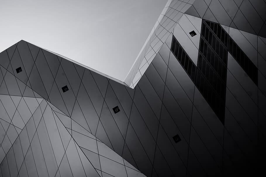 architecture, building, infrastructure, museum, black and white HD wallpaper