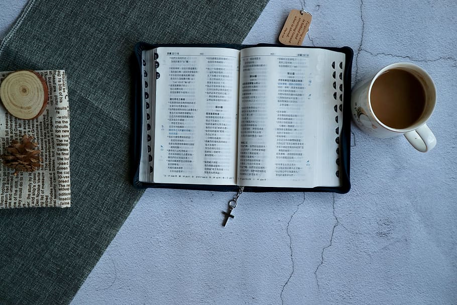 opened book page beside ceramic mug, coffee cup, text, pottery HD wallpaper