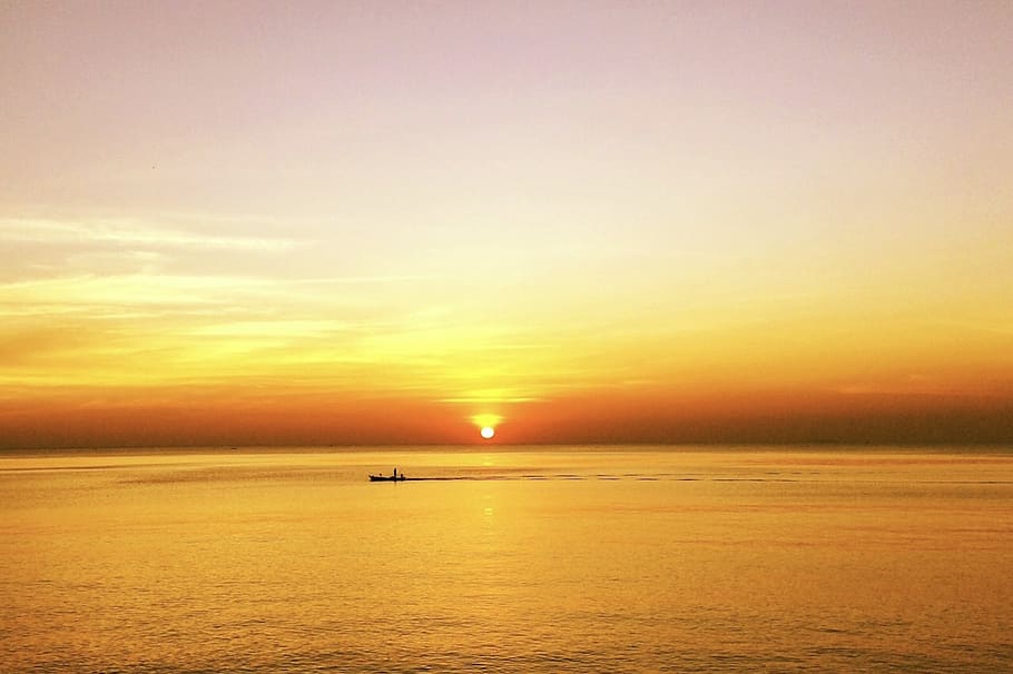 sea, ocean, sunset, sky, nautical, yellow, orange, water, scenics - nature HD wallpaper