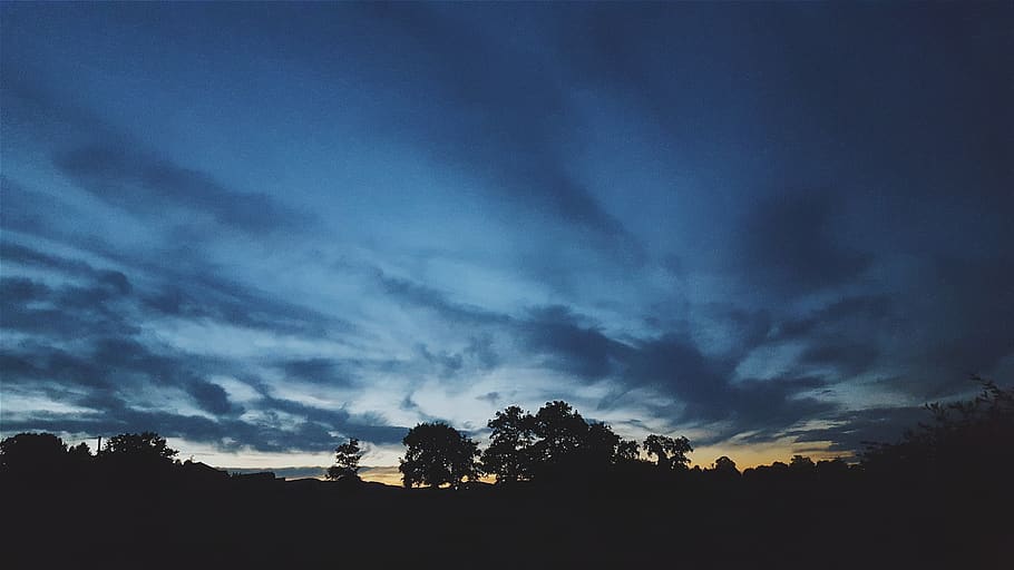 tree, cloud - sky, silhouette, plant, beauty in nature, tranquility HD wallpaper