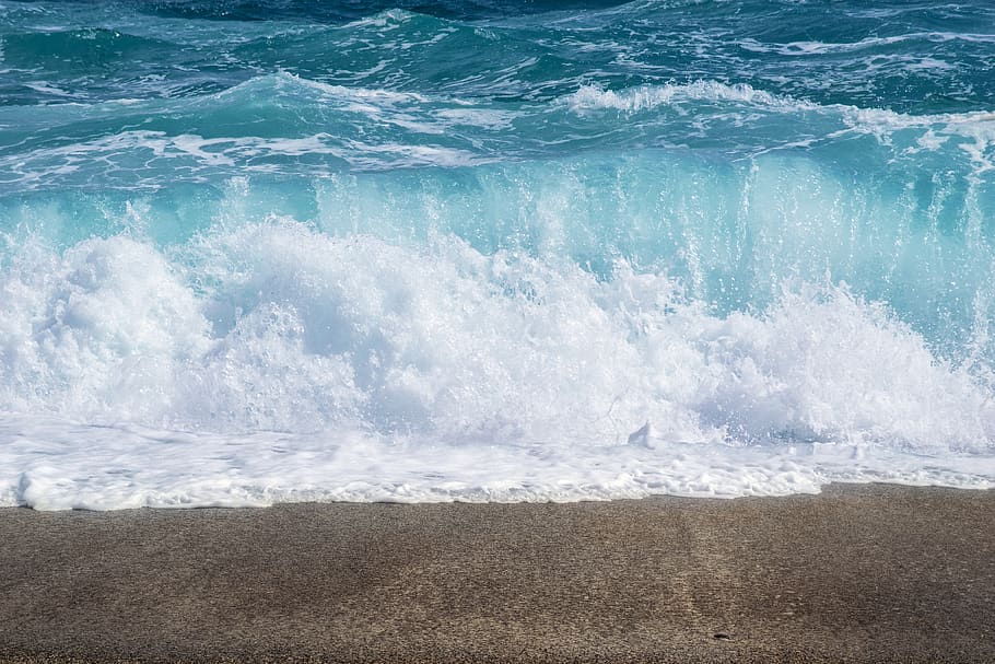 wave, sea, blue, beach, foam, marina, water, motion, sport HD wallpaper