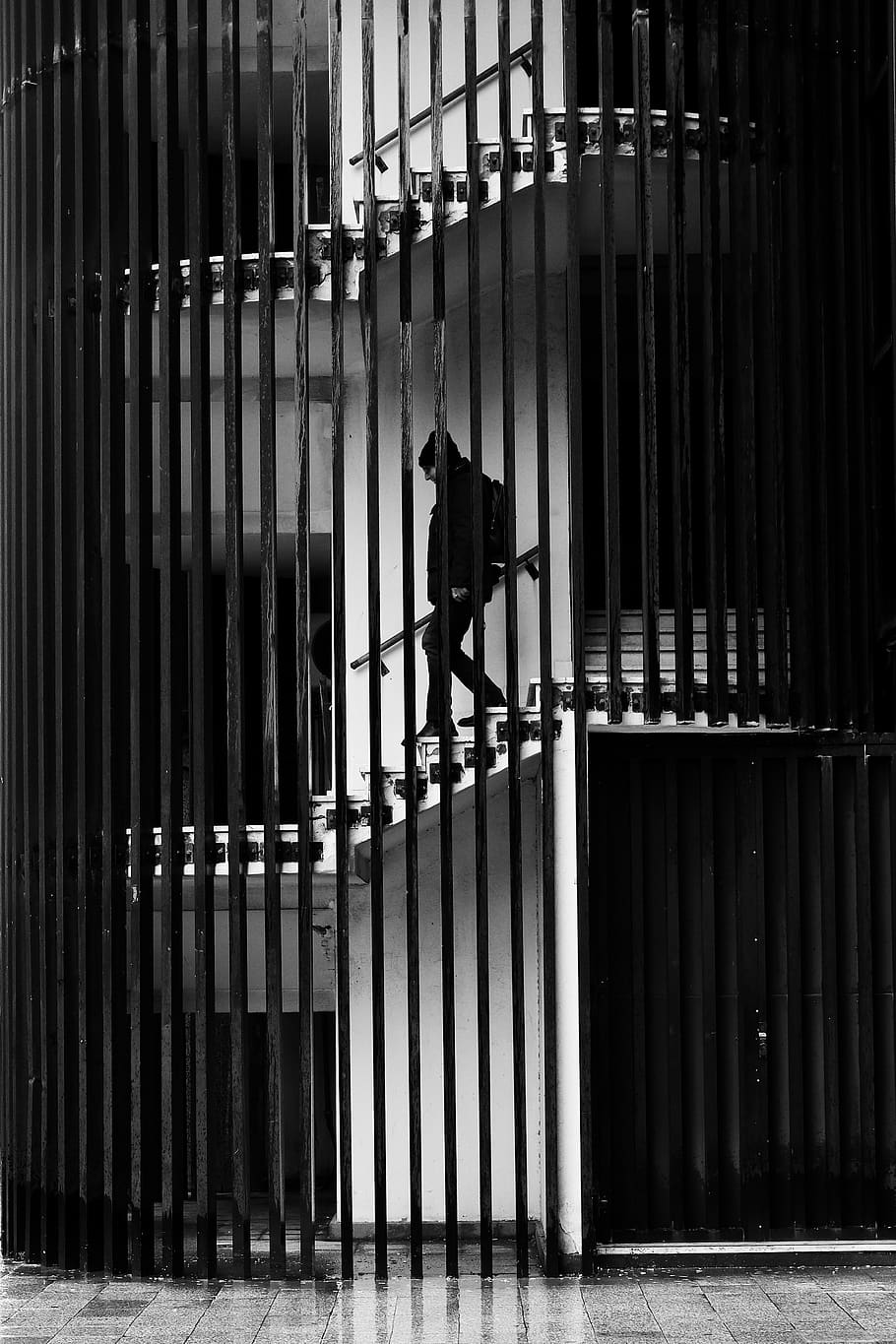 man walking down on stairs, real people, full length, one person HD wallpaper