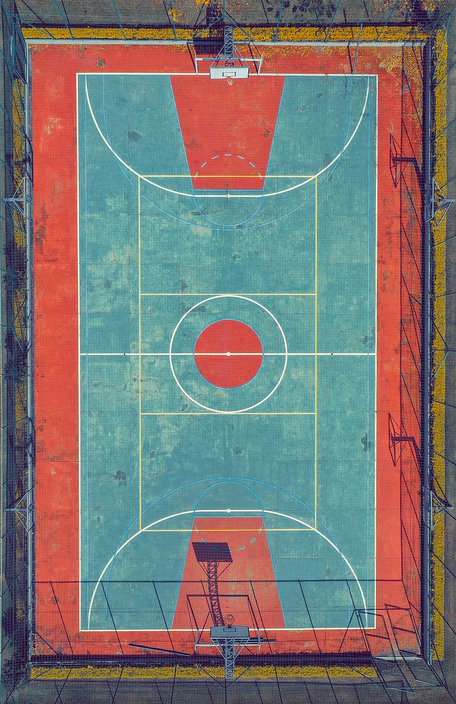 Hd Wallpaper Top View Photo Of Basketball Court Birds Eye View